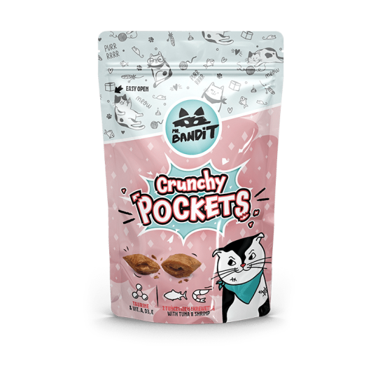 Recompense pentru pisici Mr. Bandit CAT Crunchy Pockets, ton si creveti, 40 g