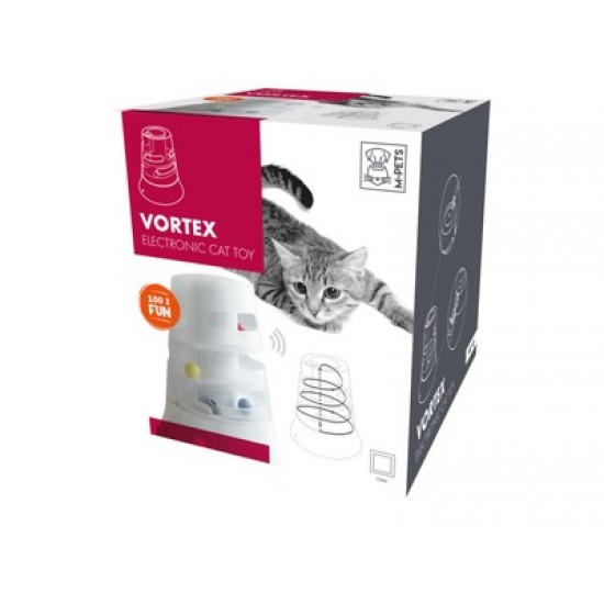 Jucarie pentru pisici VORTEX M-PETS, alb, diametru 19.7, inaltime  22 cm