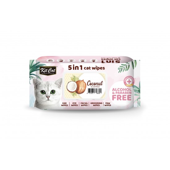 Servetele umede pentru pisici, KIT KAT, 5 in 1, Cocos, 80 buc