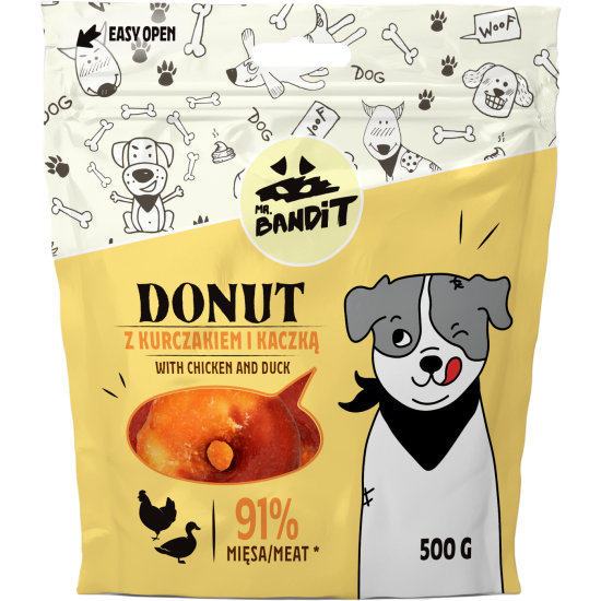 Recompense pentru caini Mr. Bandit Donut, pui si rata, 500 g