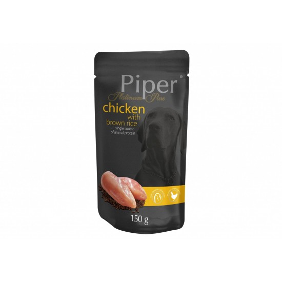 Hrana umeda Piper Platinum Pure, Pui si Orez brun 150 g