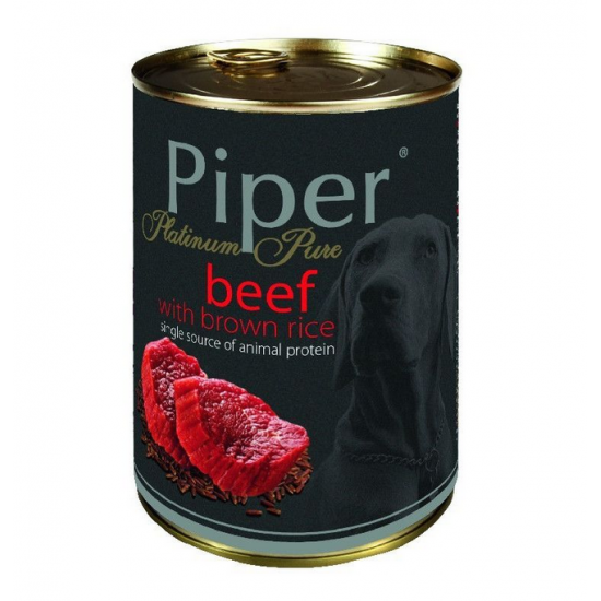 Hrana umeda Piper Platinum Pure, Vita si Orez brun 400 g
